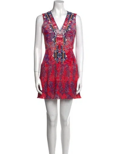 Pre-owned Saloni Silk Mini Dress In Red