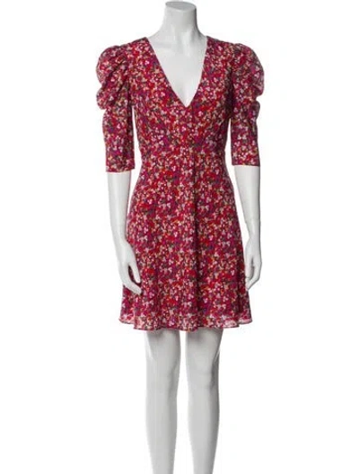 Pre-owned Saloni Silk Mini Dress In Red