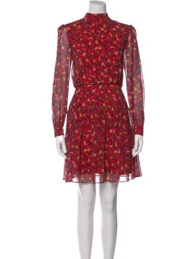Pre-owned Saloni Silk Mini Dress In Red