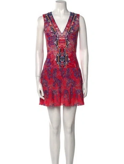 Pre-owned Saloni Silk Mini Dress In Red