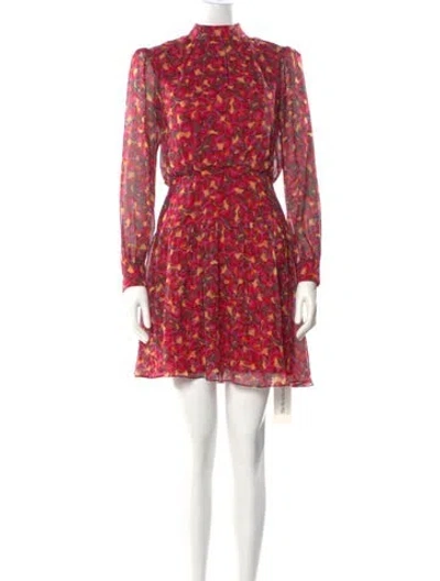 Pre-owned Saloni Silk Mini Dress In Red