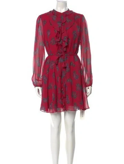 Pre-owned Saloni Silk Mini Dress In Red