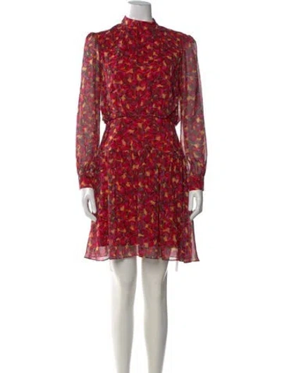 Pre-owned Saloni Silk Mini Dress In Red