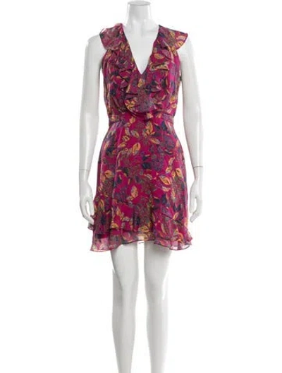 Pre-owned Saloni Silk Mini Dress In Red