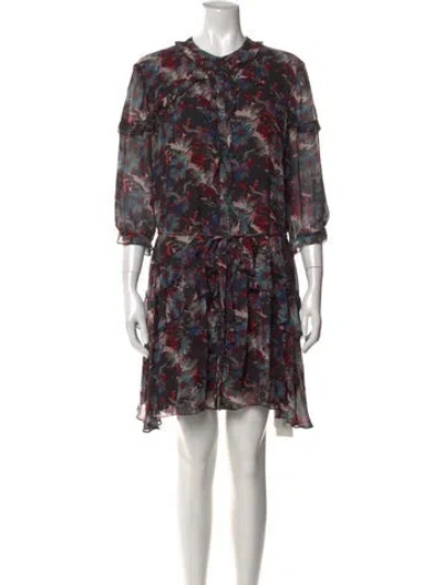 Pre-owned Saloni Silk Mini Dress In Red