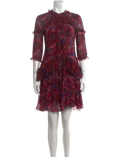 Pre-owned Saloni Silk Mini Dress In Red