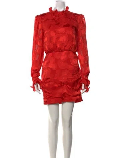 Pre-owned Saloni Silk Mini Dress In Red