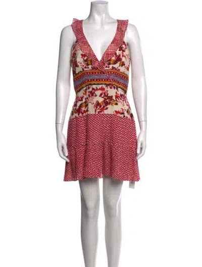 Pre-owned Saloni Silk Mini Dress In Red