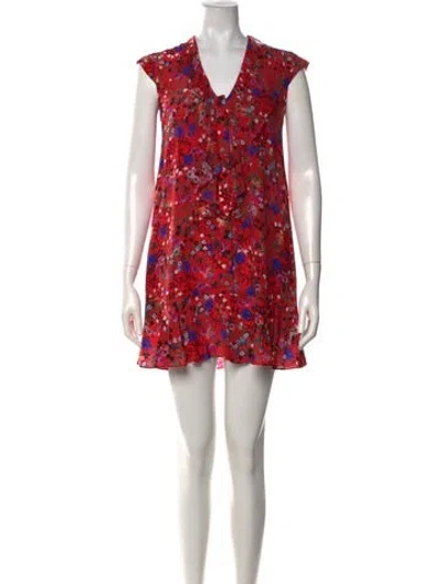 Pre-owned Saloni Silk Mini Dress In Red