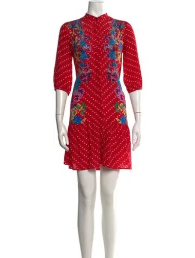 Pre-owned Saloni Silk Mini Dress In Red