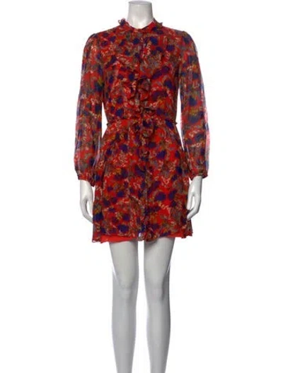 Pre-owned Saloni Silk Mini Dress In Red
