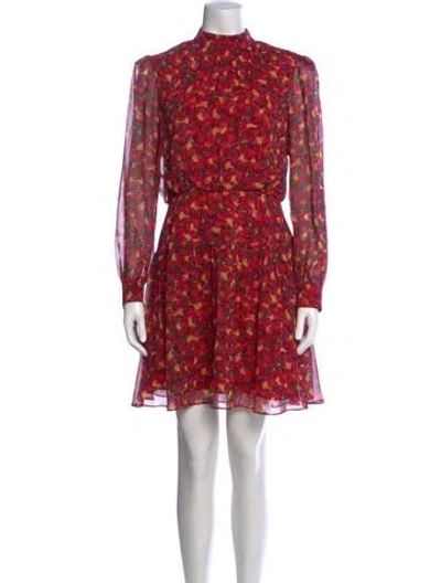 Pre-owned Saloni Silk Mini Dress In Red