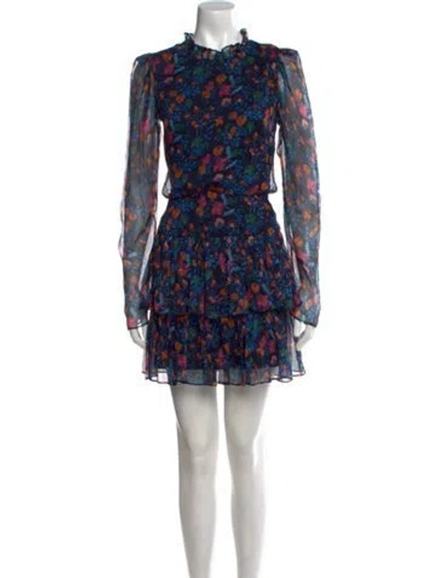 Pre-owned Saloni Silk Mini Dress W/ Tags In Blue