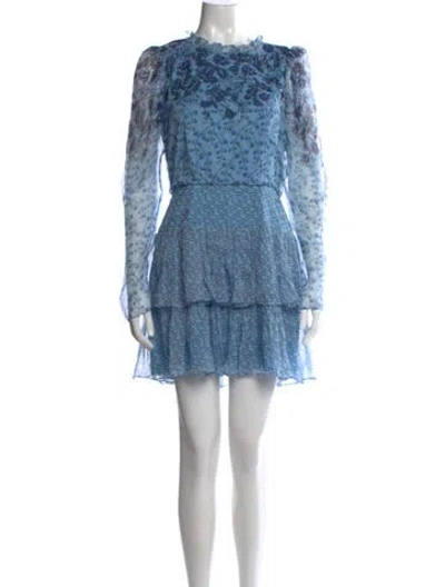 Pre-owned Saloni Silk Mini Dress W/ Tags In Blue