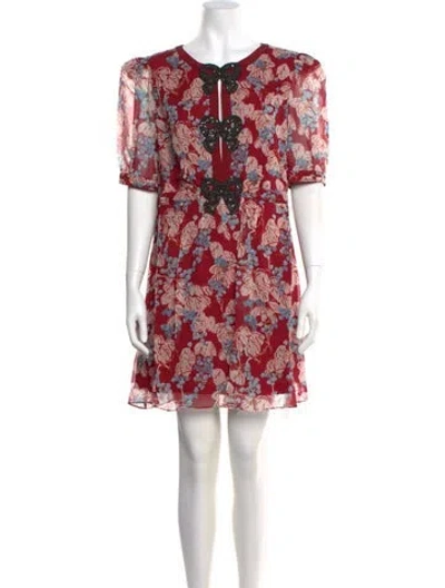 Pre-owned Saloni Silk Mini Dress W/ Tags In Burgundy