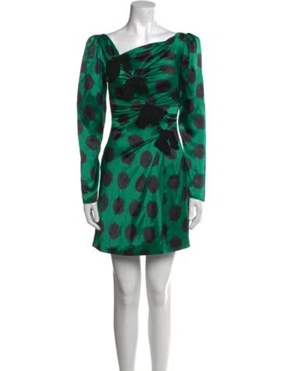Pre-owned Saloni Silk Mini Dress W/ Tags In Green