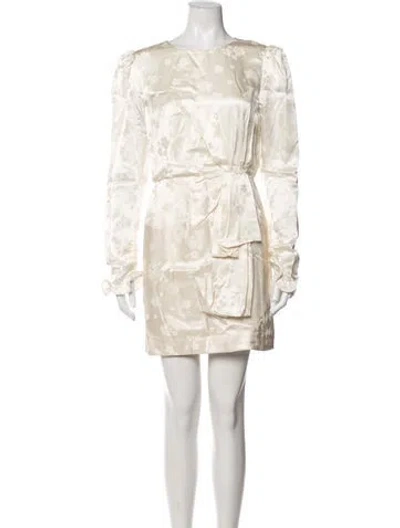 Pre-owned Saloni Silk Mini Dress W/ Tags In Neutrals