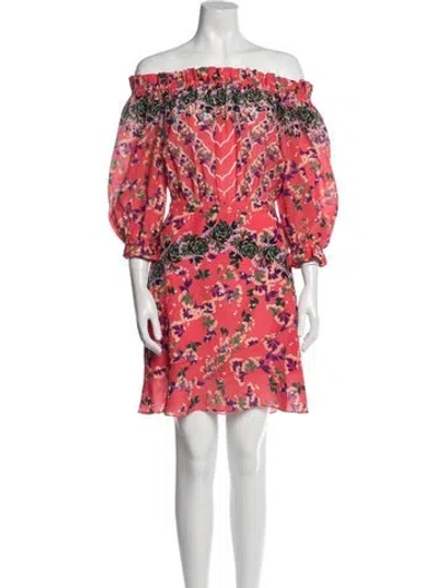 Pre-owned Saloni Silk Mini Dress W/ Tags In Red