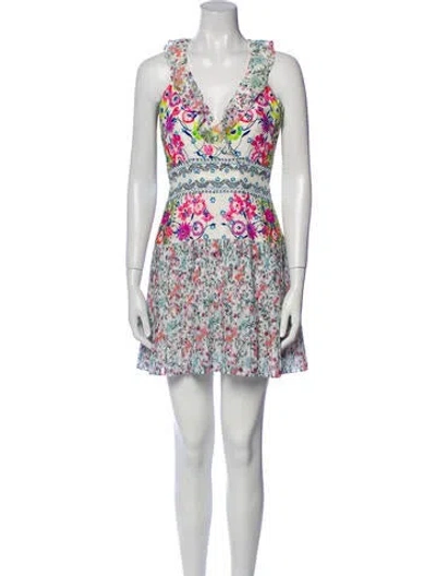 Pre-owned Saloni Silk Mini Dress In White