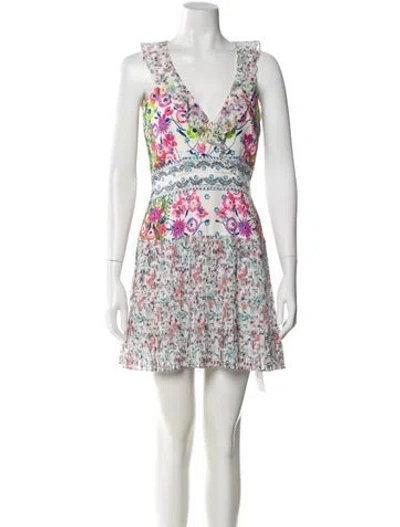 Pre-owned Saloni Silk Mini Dress In White