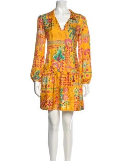 Pre-owned Saloni Silk Mini Dress In Yellow