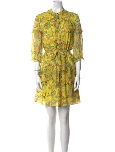 Pre-owned Saloni Silk Mini Dress In Yellow