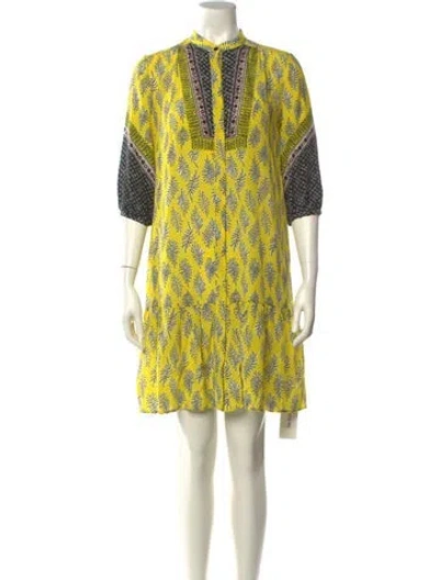 Pre-owned Saloni Silk Mini Dress In Yellow