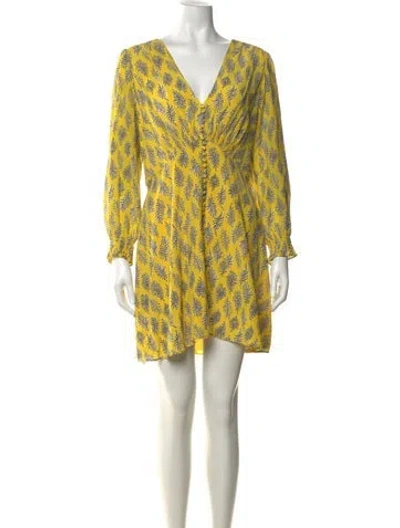 Pre-owned Saloni Silk Mini Dress In Yellow