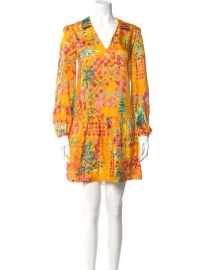 Pre-owned Saloni Silk Mini Dress In Yellow