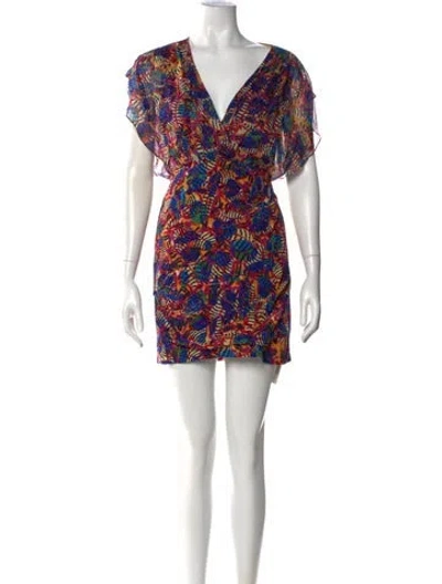 Pre-owned Saloni Silk Mini Dress In Yellow