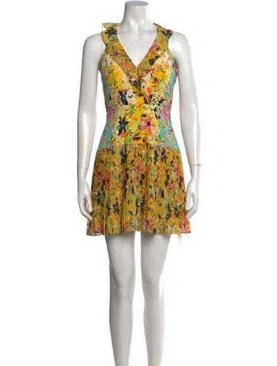 Pre-owned Saloni Silk Mini Dress In Yellow