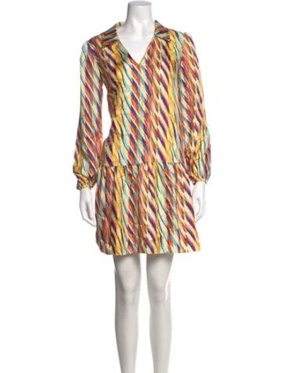 Pre-owned Saloni Silk Mini Dress In Yellow