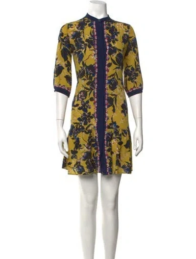 Pre-owned Saloni Silk Mini Dress In Yellow