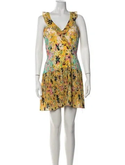 Pre-owned Saloni Silk Mini Dress In Yellow
