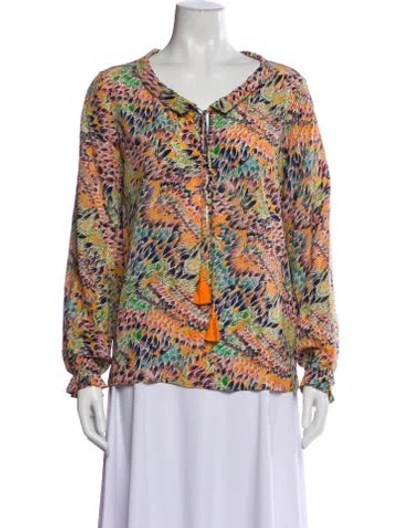 Pre-owned Saloni Silk Patterned Blouse In Multi