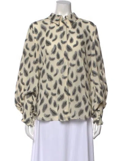 Pre-owned Saloni Silk Patterned Blouse In Neutral
