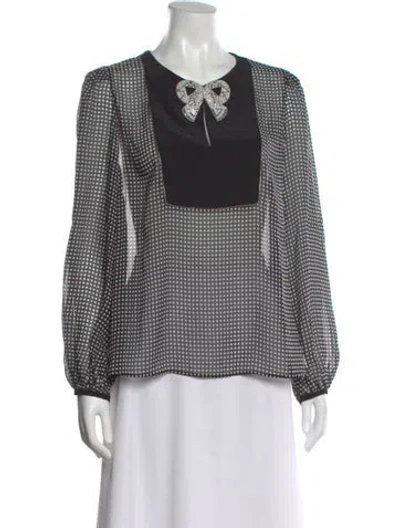 Pre-owned Saloni Silk Polka Dot Print Blouse In Black