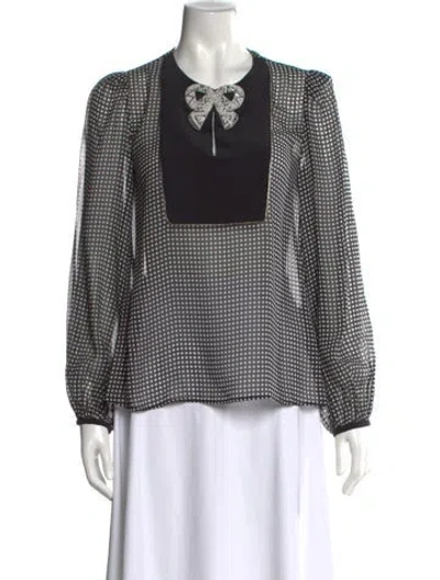 Pre-owned Saloni Silk Polka Dot Print Blouse In Black