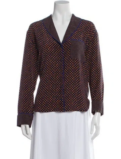 Pre-owned Saloni Silk Polka Dot Print Blouse In Blue