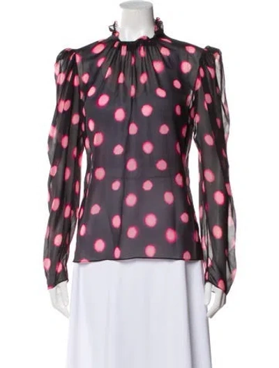 Pre-owned Saloni Silk Polka Dot Print Blouse In Multi