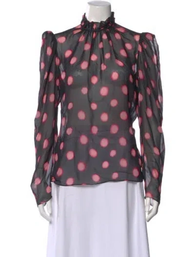 Pre-owned Saloni Silk Polka Dot Print Blouse In Multi