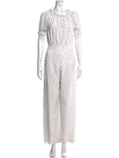 Pre-owned Saloni Silk Polka Dot Print Jumpsuit In Neutrals
