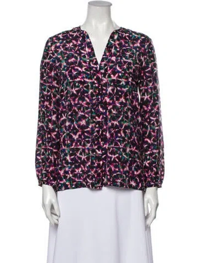 Pre-owned Saloni Silk Printed Blouse In Black