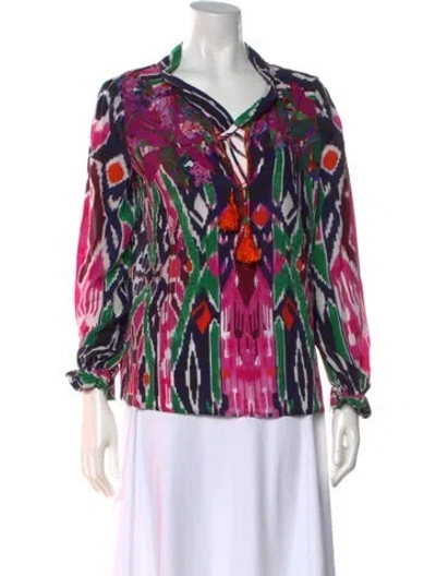 Pre-owned Saloni Silk Printed Blouse In Multi
