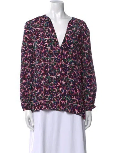 Pre-owned Saloni Silk Printed Blouse In Pink