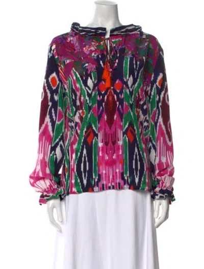 Pre-owned Saloni Silk Printed Blouse In Pink