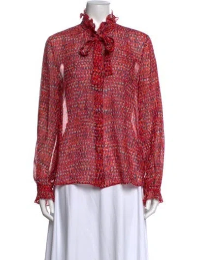 Pre-owned Saloni Silk Printed Blouse In Pink