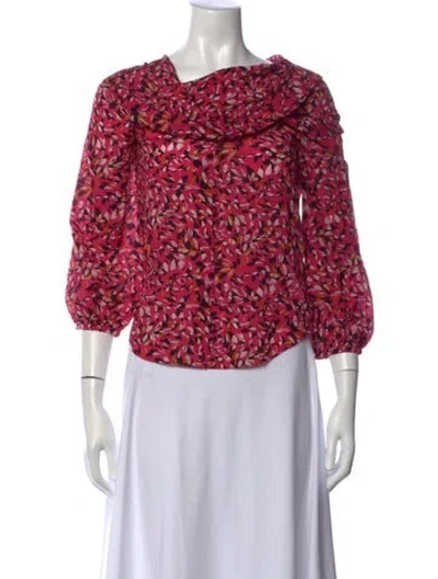 Pre-owned Saloni Silk Printed Blouse In Pink