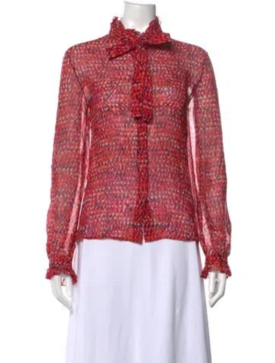Pre-owned Saloni Silk Printed Blouse In Red
