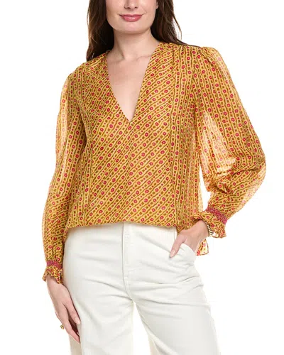 Saloni Silk-blend Top In Orange